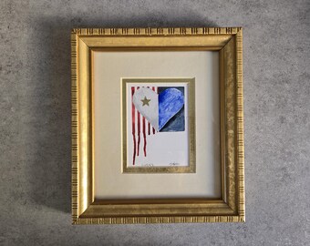Americana Watercolor Painting - Gold Wood Frame, Framed & Signed by Artist