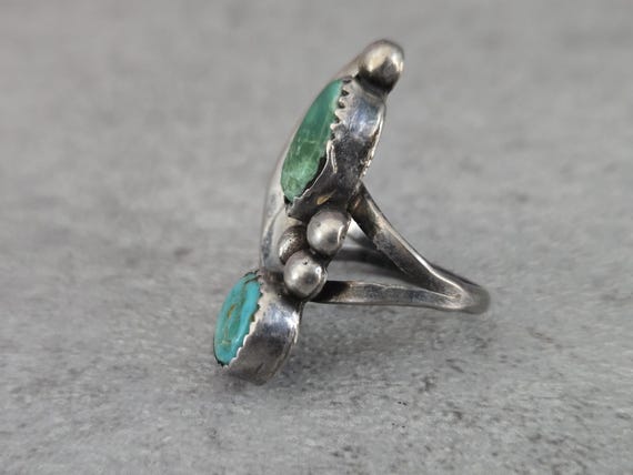 Turquoise Leaf Ring - 6.5 Size Ring, Southwestern… - image 3