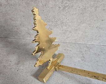 Brass Christmas Stocking Holder  - Tree Vintage Gold-Tone Metal Stocking Holder, Mantel Decor