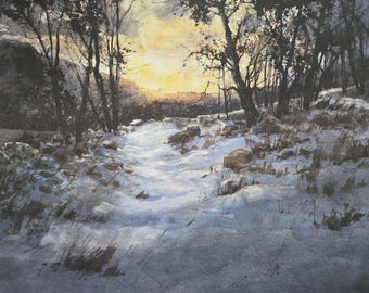Tom Lynch Limited Edition Lithograph  "Morning Light" - Signed in Pencil - Winter Landscape Watercolor Print