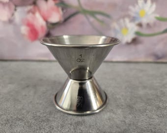Vintage Jigger  - MCM Barware, Stainless Steel Cocktail Tools, Midcentury-Modern Barware