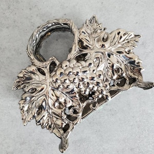 Vintage Silver Napkin Holder - Grape Ornate Design - Gorham Silver Plated Letter Holder