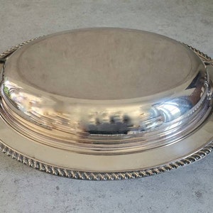 Oval Silver Plated Covered Entree Serving Bowl - Vintage Casserole with Lid - Dish with Ornate Cover Silveplated Bread Platter Fruit Tray