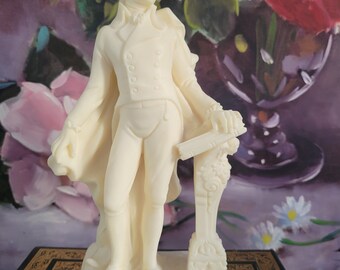 Vintage Mozart Statue - Italian Resin Replica after Lucchesi Faro, Shelf Decoration, White Faux Marble Figurine, Music Room, Library Decor