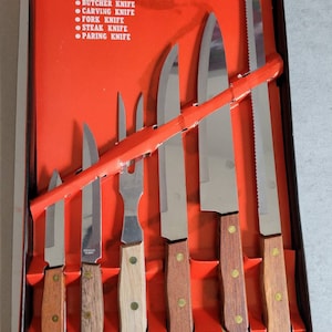 Alan Roberts Knives- 6-Piece Steel Kitchen Knife Fork Set with Wood Handles