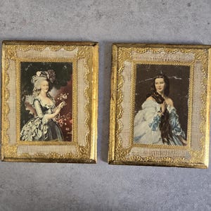 Vintage Italian Wall Art Set of 2 - Pair of Small Baroque Gold Frames, Wood Florentine Rectangular Frames, Grandmillenial Style