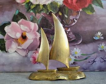 Vintage Sailboat  - Brass Decoration Figurine,  Nursery Decor, Mid-Century Decor