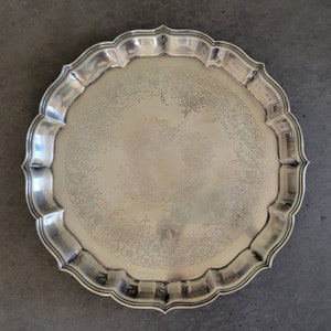 Vintage Ornate Tray - Round Footed Drinks Platter, Claw Ball Feet International Silver Tray, Silverplated Display Tray