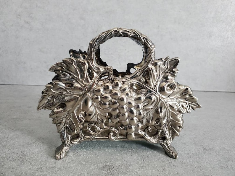 Vintage Silver Napkin Holder Grape Ornate Design Gorham Etsy