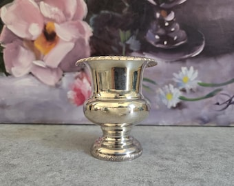 Vintage Toothpick Holder -  Small Sheffield Silver Plated Bucket USA, Silverplated Mini Trophy