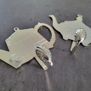 Pair of Teapot Wall Hooks - Vintage Silver Hook Key Rack, Key Hooks, Kitchen Apron Hook