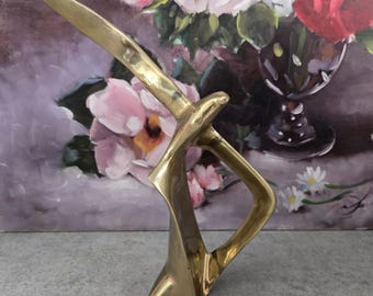 Vintage Brass Seagull - Solid Brass Decoration Bird Figurine, Shelf Decor, Mid-Century Modern Decor