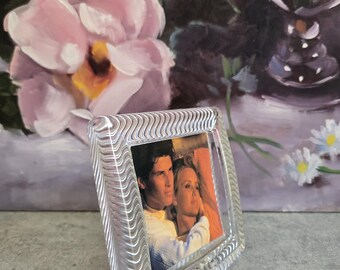 Crystal Photo Frame -  Vintage Mikasa Japan Clear Glass Textured Square Frame