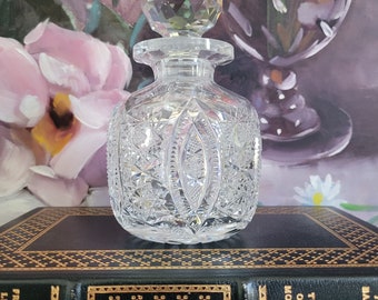 Vintage Crystal Cut Perfume Bottle with Stopper -GORGEOUS! Clear Glass Perfume Bottle, Vanity Table Accessory
