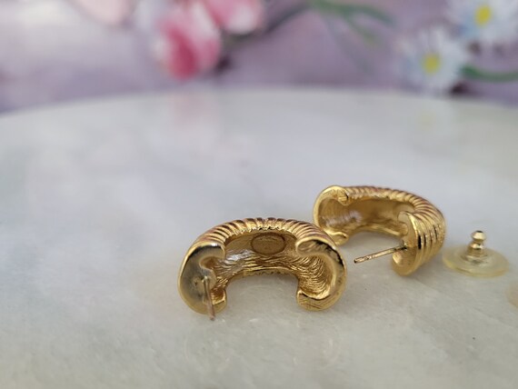 Vintage Givenchy Hoop Earrings with Logo - 1980's… - image 2