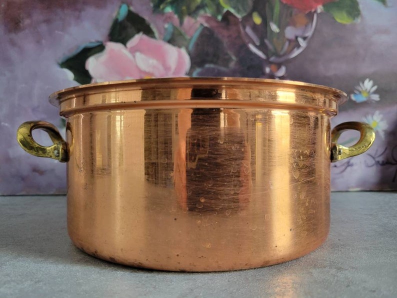 Vintage Copper Pot With Brass Handles Copper & Stainless Etsy