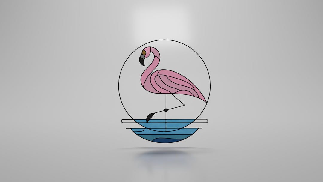 Flamingo Pattern Stained Glass Pattern Animal PDF SVG Digital Download