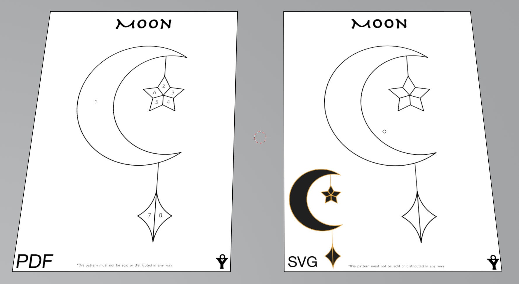 Moon Star Pattern Stained Glass Pattern PDF SVG Digital Download Do It