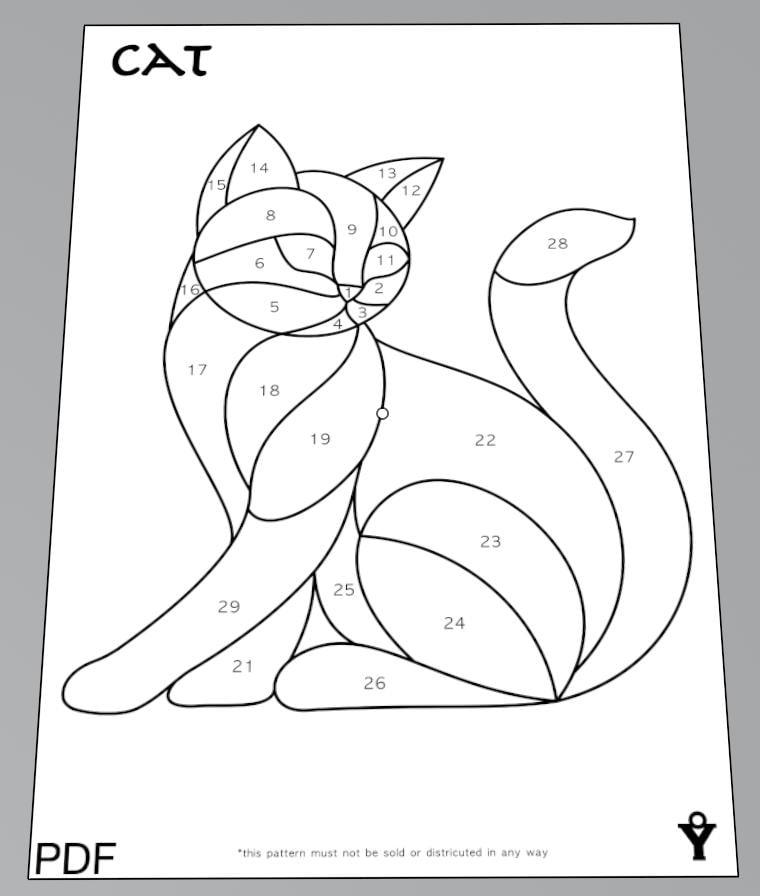 Cat Stained Glass Pattern, DIY Home Decor (PDF, SVG Digital Download ...