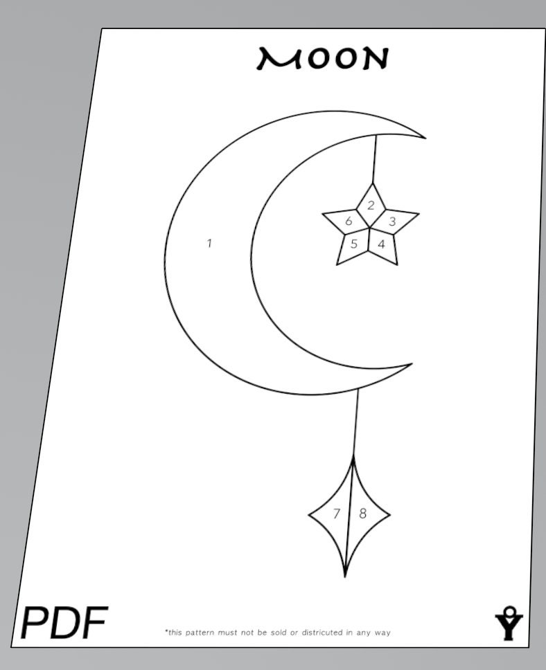 Moon Star Pattern Stained Glass Pattern PDF SVG Digital Download Do It