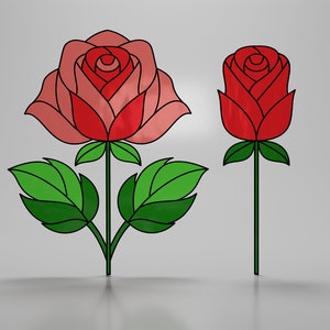 バラの模様 ステンドグラスの模様 PDF SVG デジタルダウンロード 自分でやる 簡単 アート 趣味 クラフト 装飾 家庭 庭 花