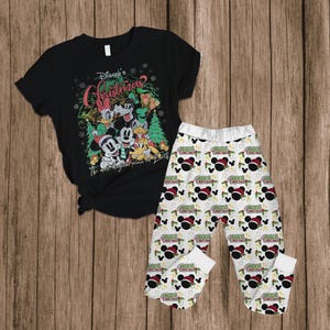 Disney Christmas Pajama Set, Mickey Minnie Holiday Sleepwear, Cute Xmas Cartoon Family PJs, Santa Lounge Set, Magical Holiday Outfit