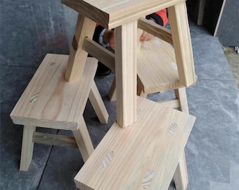 Sgabello in legno massello realizzato a mano Sedute artigianali in legno - Fascino rustico