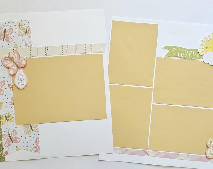 Scrapbook R It's A Girl.....diy Kit,12x12 Scrapbook Layout, Scrapbook Page Kit - Etsy