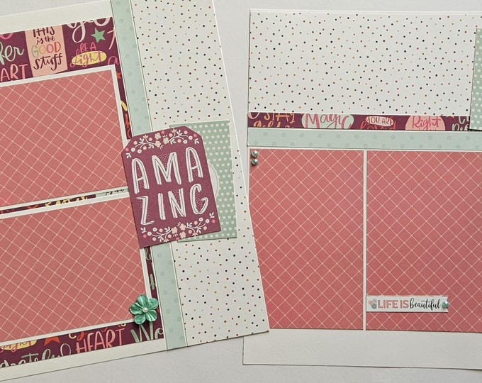 12x12 Scrapbook Layout: Two-page Photo Album Kit - Etsy