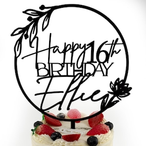 25th Birthday Cake Topper with Name, Happy 30th Birthday Custom Name Cake Topper, 40th 50th Birthday Cake Topper, Happy Birthday Cake Topper