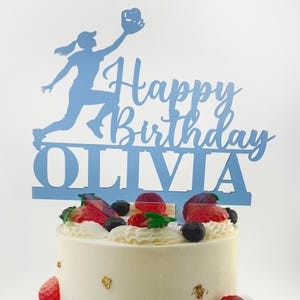 Softball Birthday Cake Topper, Softball Player Birthday Cake Decoration, Female Birthday Party Decor, Softball Cake Topper, Sports Topper