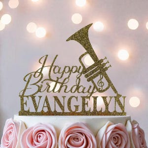 Trumpet Birthday Cake Topper: Personalized Musician Party Decor