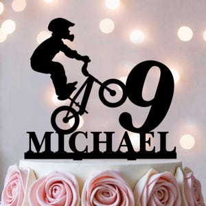 Bike Birthday Cake Topper, Acrylic Or Wood