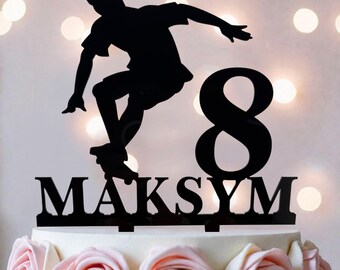 Skateboardåkare födelsedagstårtdekoration, anpassad akryldekoration för skateboardfest