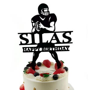 Football Happy Birthday Cake Topper, American Football  Party Decoration, Custom Name Football Cake Topper, Superbowl Decor, Football Themed