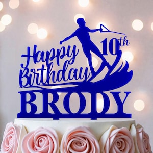 Water Skiing Birthday Cake Topper: Personalized Party Decoration