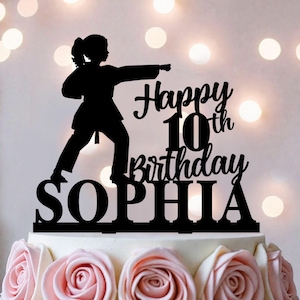 Adorno para pastel de cumpleaños de chica karateca, decoración para fiesta de artes marciales