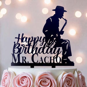 Personalized Saxophone Cake Topper: Musician Birthday Party Decoration