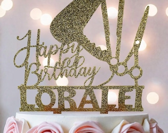 Custom Hairstylist Birthday Cake Topper, Beauty Party Decor