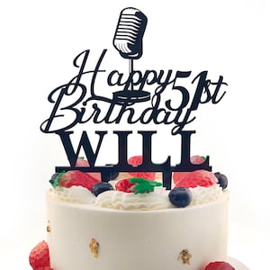 Microphone Cake Topper, Singer Birthday Cake Topper, Music Cake Topper, Retro Microphone, Stand Up Cake Topper, Vloger Birthday
