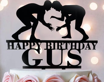 Wrestling Cake Topper, Graduation Or Birthday Party Decoration