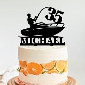 Fishing Cake Topper, Fishing Birthday, Boating Fisherman Birthday Cake Topper, Male Birthday Party, Fisherman Cake Topper, Fishing Theme