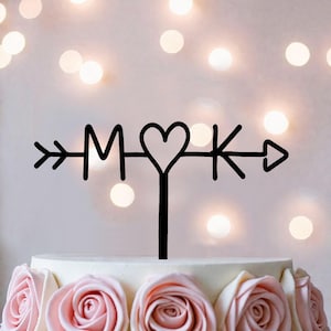 Décoration de gâteau flèche personnalisée, initiales personnalisées, monogramme moderne