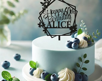 Birthday Cake Topper, Custom Script, Gold Or Silver