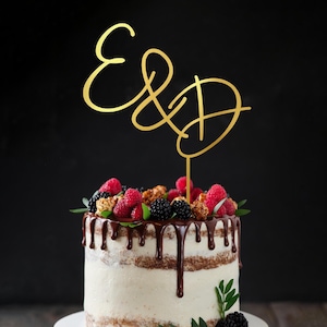 Gold Wedding Cake Topper, Custom monogram custom initials cake topper, Cake toppers wedding, Anniversary Cake topper, Custom cake topper