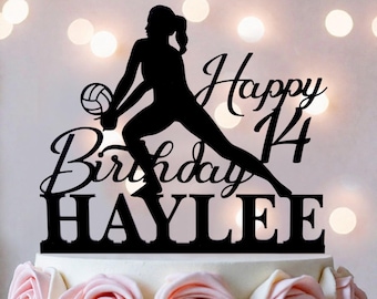 Custom Volleyball Women Player Birthday Cake Topper with Name