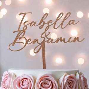 Wooden Wedding Cake Topper, Clean And Simple Personalized Keepsake