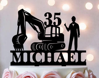 Digger Cake Topper, Construction Birthday Party Decoration