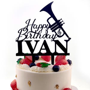 Trumpet Birthday Cake Topper, Happy Birthday Cake Topper, Trumpet Musician, Music Instrument Trumpet, Birthday Cake Topper, Trumpet Player