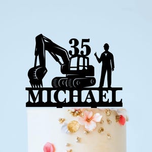 Digger Birthday Cake Topper, Excavator Cake Topper, Construction Party Birthday Decoration, Dump Truck Cake Topper, Dump Truck Driver Topper